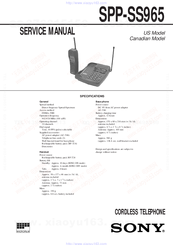 Sony SPP-SS965 - Cordless Telephone Service Manual