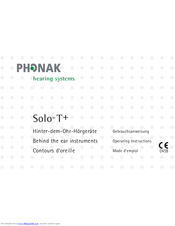 Phonak Solo T+ Operating Instructions Manual