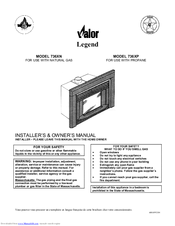 Valor Legend 736XN Installer's & Owner's Manual
