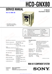 Sony HCD-GNX80 Service Manual