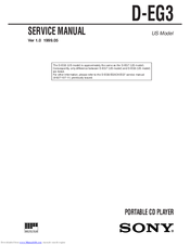 Sony CD Walkman D-EG3 Service Manual
