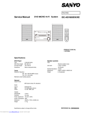 Sanyo DC-AS1600DX Service Manual
