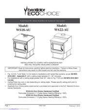 Heatilator Eco-Choice WS22-AU Installation Instructions Manual