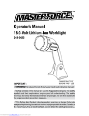 MasterForce 18.0-Volt Worklight Operator's Manual