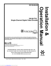 Vicon VN-301TV5 Installation & Operation Manual