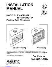 Majestic fireplaces MRC42A Installation Manual