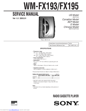 Sony WM-FX193 Service Manual