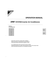 Daikin VRV FXTQ12PVJU Operation Manual