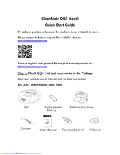 iNFinuvo CleanMate QQ3 Series Quick Start Manual