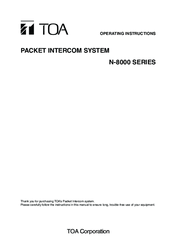Toa N-8000 SERIES Operating Instructions Manual