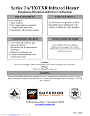 Superior Radiant TXR series Installation, Operation And Service Instructions