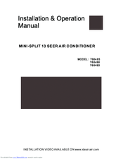 Ideal Air 700495 Installation & Operation Manual