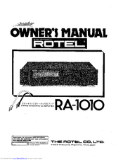 Rotel RA-1010 Owner's Manual