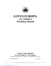 Lotus Europa Workshop Manual