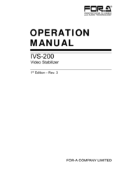 FOR-A IVS-200 Operation Manual