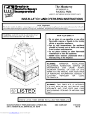 FMI The Monterey PN36 Installation And Operating Instructions Manual