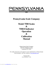 Pennsylvania Scale Company 7500 Series Operation Manual