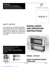 Town & Country Fireplaces TCW120 Installation And Operating Instructions Manual