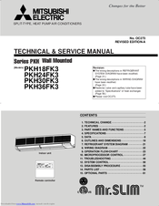 Mitsubishi Electric Mr.Slim PKH36FK3 Technical & Service Manual