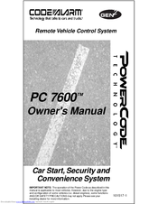 Code Alarm PC 7600 Owner's Manual
