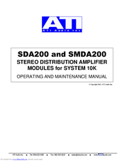 Ati Audio SDA200 Operating And Maintenance Manual