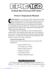 AudioControl EPIC-160 Owner's Manual