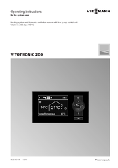 Viessmann VITOTRONIC 200 Operating Instructions Manual