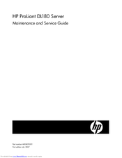 HP ProLiant DL180 G Maintenance And Service Manual