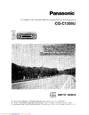 Panasonic CQC1300U - AUTO RADIO/CD DECK Operating Instructions Manual