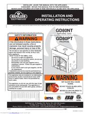 Napoleon GD80NT Installation And Operating Instructions Manual
