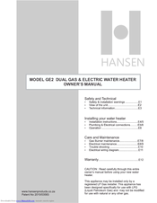 Hansen GE2 Owner's Manual