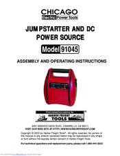 Chicago Electric 91045 Assembly And Operating Instructions Manual