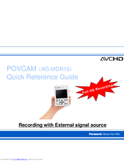 Panasonic POVCAM AG-MDR15 Quick Reference Manual