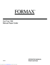 Formax Cut-True 15M Operator's Manual
