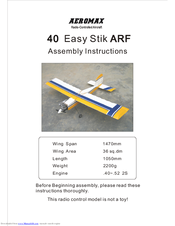 Aeromax 40 Easy Stik ARF Assembly Instructions Manual