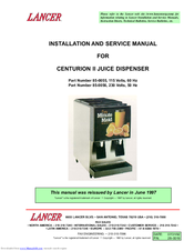 lancer CENTURION II 85-0056 Installation And Service Manual