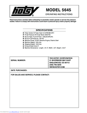 Hotsy 5645 Operating Instructions Manual