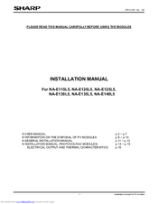 Sharp NA-E115L5 Installation Manual