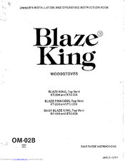 Blaze King KT-304 Owner's Installation &  Operating Instruction Book