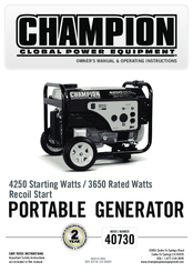 Champion 40730 Owner's Manual & Operating Instructions