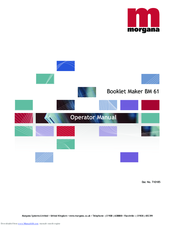Morgana Booklet Maker BM 61 Operator's Manual
