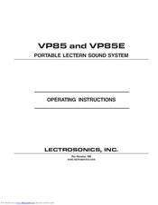 Lectrosonics VP85 Operating Instructions Manual