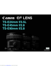 Canon TS-E45mm f/2.8 Instructions For Use Manual