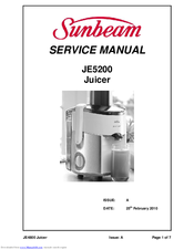 Sunbeam Juice Stream JE5200 Service Manual
