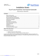 TouchTunes PowerPack 725 Installation Notes