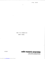 Audio Research SP-6E Owner's Manual