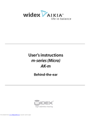 Widex AK-M User Instructions