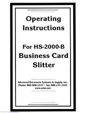 ADSS HS-2000-B Operating Instructions Manual