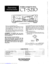 Pioneer CT-S210 Operating Instructions Manual