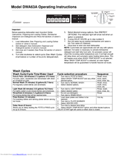 Amana DWA63A Operating Instructions